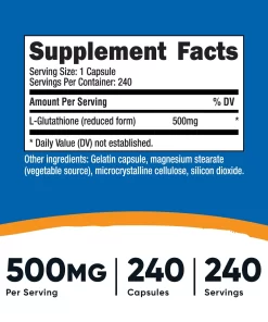 Glutatión Nutricost Facts