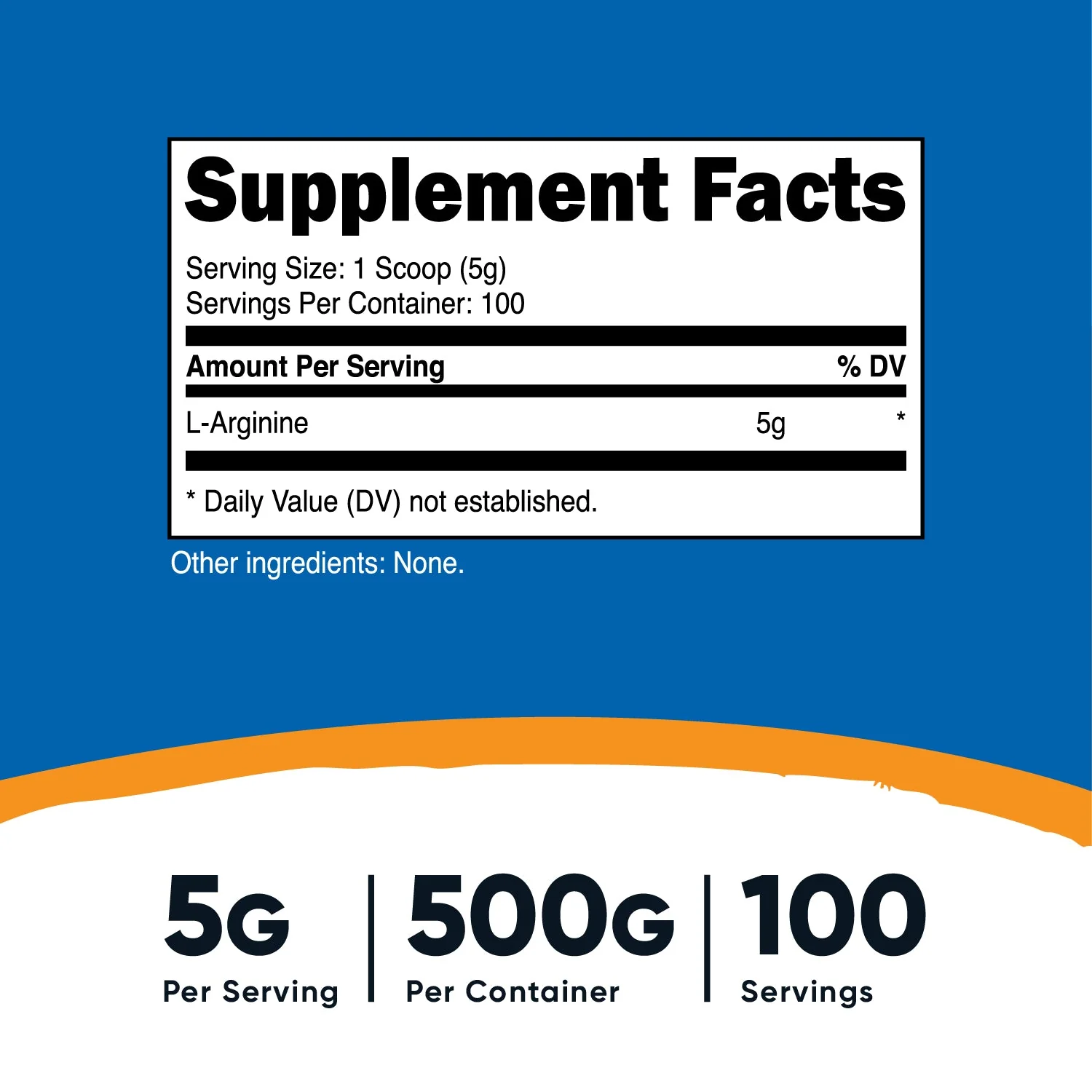 L-Arginina en Polvo Nutricost Facts Table