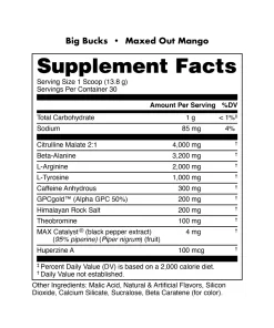 Alternative view of Big Bucks Pre-Workout