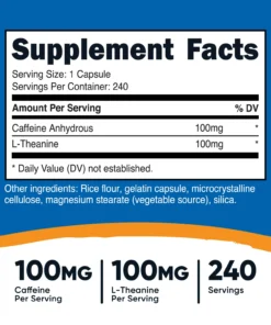 Nutricost Caffeine + L-Theanine Capsules